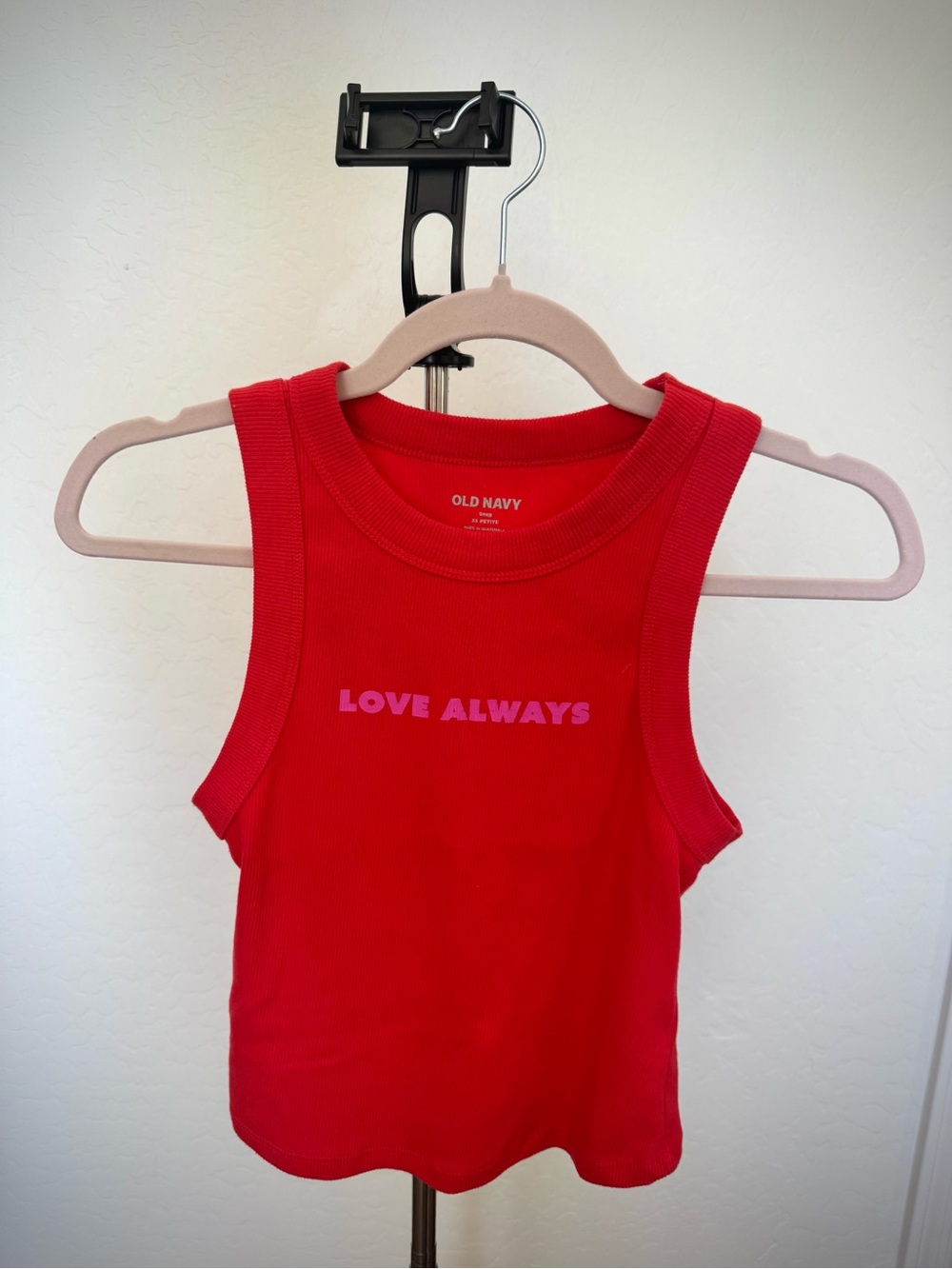 Old Navy Red Tank Top with Pink "LOVE ALWAYS" Print